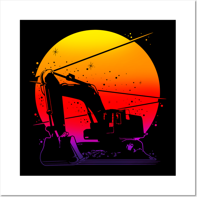 Excavator Sunset Wall Art by damnoverload